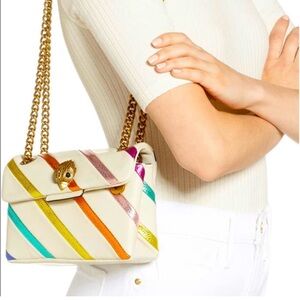 KURT GEIGER London Metallic Stripe Crossbody Bag Cream Beige